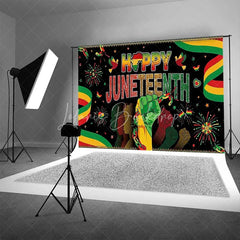 Lofaris Juneteenth Freedom Day Backdrop Breaking Chains and Raised Fist Background African American Independence Decor
