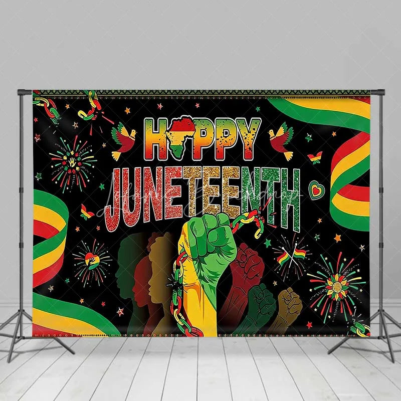 Lofaris Juneteenth Freedom Day Backdrop Breaking Chains and Raised Fist Background African American Independence Decor