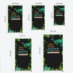 Lofaris Jungle Animals Happy Birthday Rectangle Backdrop Kit Tropical Reptile Safari Party Decor for Kids