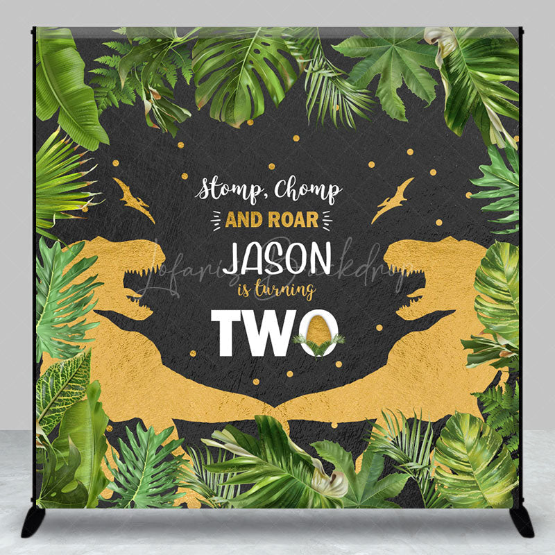 Lofaris Jungle Baby Dinosaur Custom Name 2nd Birthday Backdrop