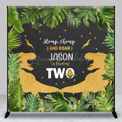 Lofaris Jungle Baby Dinosaur Custom Name 2nd Birthday Backdrop