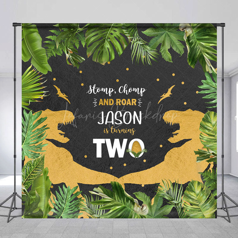 Lofaris Jungle Baby Dinosaur Custom Name 2nd Birthday Backdrop