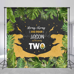 Lofaris Jungle Baby Dinosaur Custom Name 2nd Birthday Backdrop