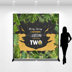 Lofaris Jungle Baby Dinosaur Custom Name 2nd Birthday Backdrop