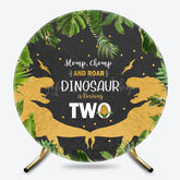 Lofaris Jungle Dinosaur Is Turning Two Round Birthday Backdrop