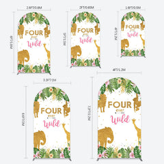 Lofaris Jungle Gold Four Ever Wild Birthday Arch Backdrop