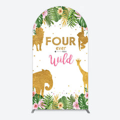 Lofaris Jungle Gold Four Ever Wild Birthday Arch Backdrop