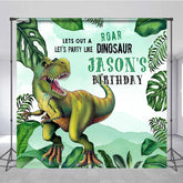 Lofaris Jungle Monstera Dinosaur Custom Birthday Backdrop