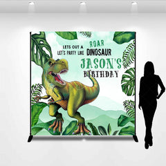 Lofaris Jungle Monstera Dinosaur Custom Birthday Backdrop