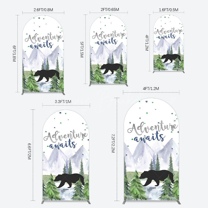 Lofaris Jungle Mountain Bear Forest Baby Shower Arch Backdrop