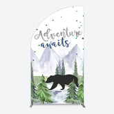 Lofaris Jungle Mountain Bear Forest Baby Shower Half Moon Arch Backdrop