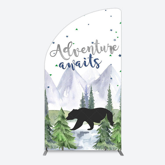 Lofaris Jungle Mountain Bear Forest Baby Shower Half Moon Arch Backdrop