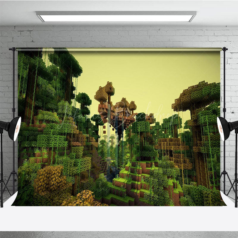 Lofaris Jungle Village Green World Photography Backdrop
