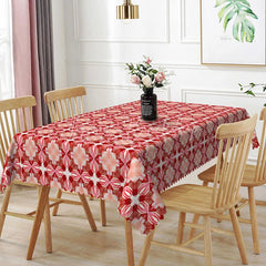 Lofaris Kaleidoscope Floral Rectangle Tablecloth Red Symmetrical Pattern Dining Table Cover