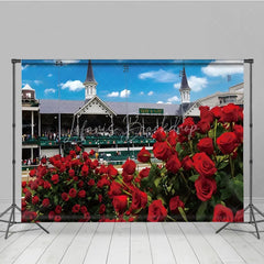 Lofaris Kentucky Derby Horse Racing Backdrop Churchill Downs Twin Spires and Red Roses Photography Background
