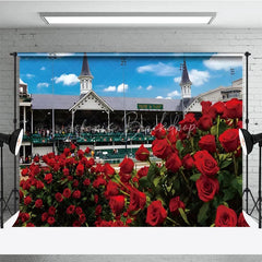 Lofaris Kentucky Derby Horse Racing Backdrop Churchill Downs Twin Spires and Red Roses Photography Background