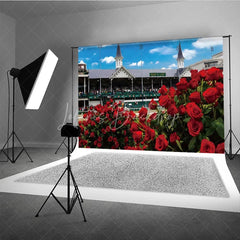 Lofaris Kentucky Derby Horse Racing Backdrop Churchill Downs Twin Spires and Red Roses Photography Background