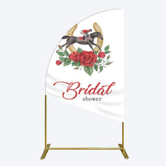 Lofaris Kentucky Derby Rose Leag Bridal Shower Half Moon Arch Backdrop