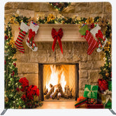 Lofaris Khaki Brick Fireplace Christmas Pillow Case Backdrop