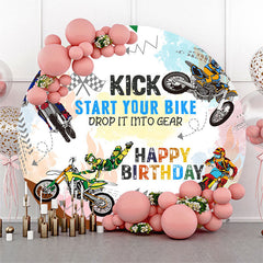 Lofaris Kick Start Your Bike Sports Round Birthday Backdrop