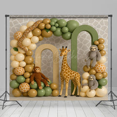 Lofaris Kid Safari Balloon Arch Birthday Cake Smash Backdrop