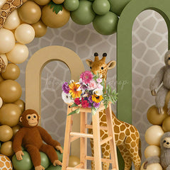 Lofaris Kid Safari Balloon Arch Birthday Cake Smash Backdrop