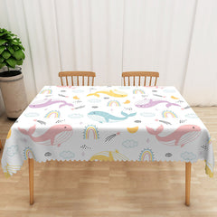 Lofaris Kids Whale Pattern Tablecloth Colorful Ocean Animal Theme for Under the Sea Birthday Party Decor