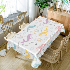Lofaris Kids Whale Pattern Tablecloth Colorful Ocean Animal Theme for Under the Sea Birthday Party Decor