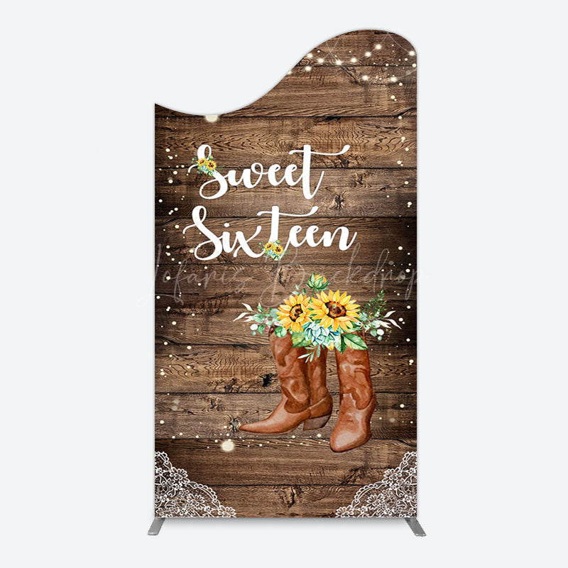 Lofaris Lace Cowgirl Wood Sweet 16 Arch Birthday Backdrop