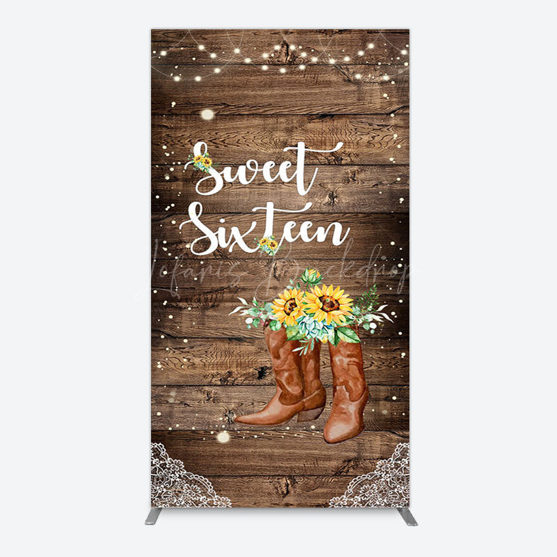Lofaris Lace Cowgirl Wood Sweet 16 Arch Birthday Backdrop