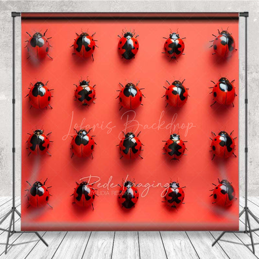 Lofaris Ladybug Pattern Photography Backdrop Modern Red and Black Insect Art Print Whimsical Nature Studio Photo Prop
