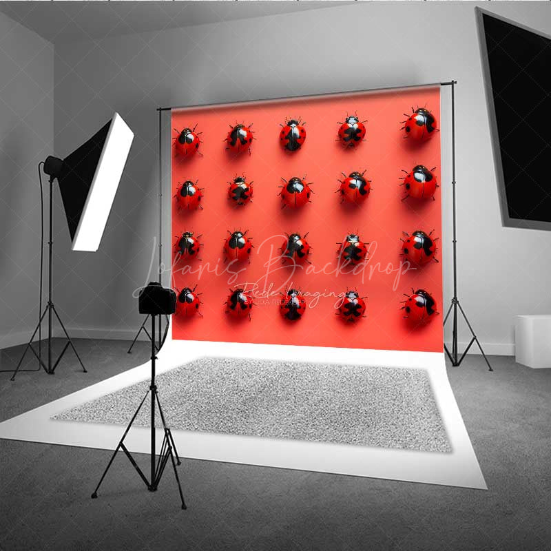 Lofaris Ladybug Pattern Photography Backdrop Modern Red and Black Insect Art Print Whimsical Nature Studio Photo Prop