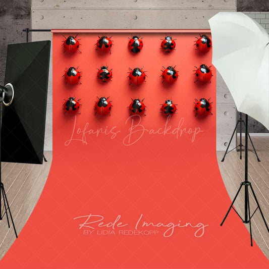Lofaris Ladybug Pattern Sweep Photography Backdrop with Floor Modern Red and Black Insect Art Whimsical Nature Studio Photo Prop