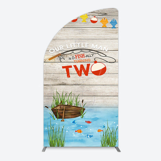 Lofaris Lake O Fish Ally Wooden 2nd Birthday Half Moon Arch Backdrop
