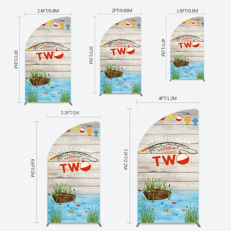 Lofaris Lake O Fish Ally Wooden 2nd Birthday Half Moon Arch Backdrop