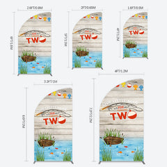 Lofaris Lake O Fish Ally Wooden 2nd Birthday Half Moon Arch Backdrop