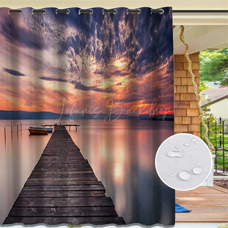 Lofaris Lake Sunset Scenery Waterproof Outdoor Curtains For Gazebo