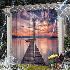 Lofaris Lake Sunset Scenery Waterproof Outdoor Curtains For Gazebo