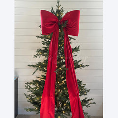 Lofaris Large Red Christmas Bow Classic Festive Tree Topper and Wall Decor Elegant Holiday Party Decoration for Home