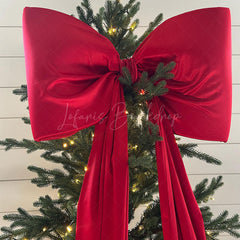 Lofaris Large Red Christmas Bow Classic Festive Tree Topper and Wall Decor Elegant Holiday Party Decoration for Home