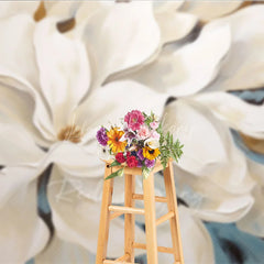 Lofaris Large White Magnolia Floral Backdrop Elegant Cream Flower Art Background Wedding Photography Decoration