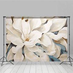 Lofaris Large White Magnolia Floral Backdrop Elegant Cream Flower Art Background Wedding Photography Decoration