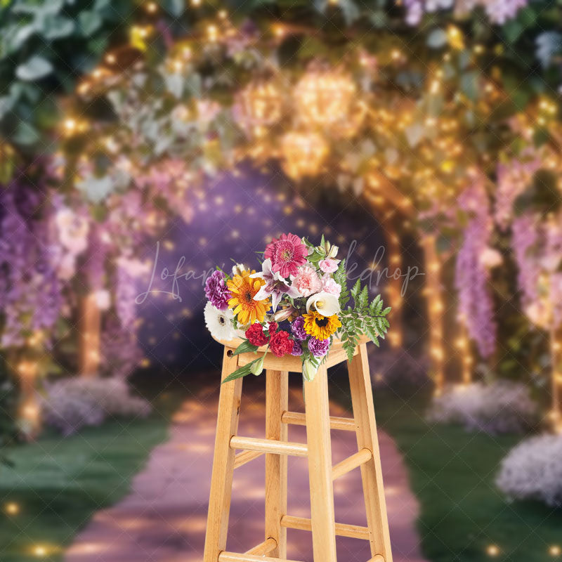 Lofaris Lavender Arch Alley Lighting Summer Night Backdrop