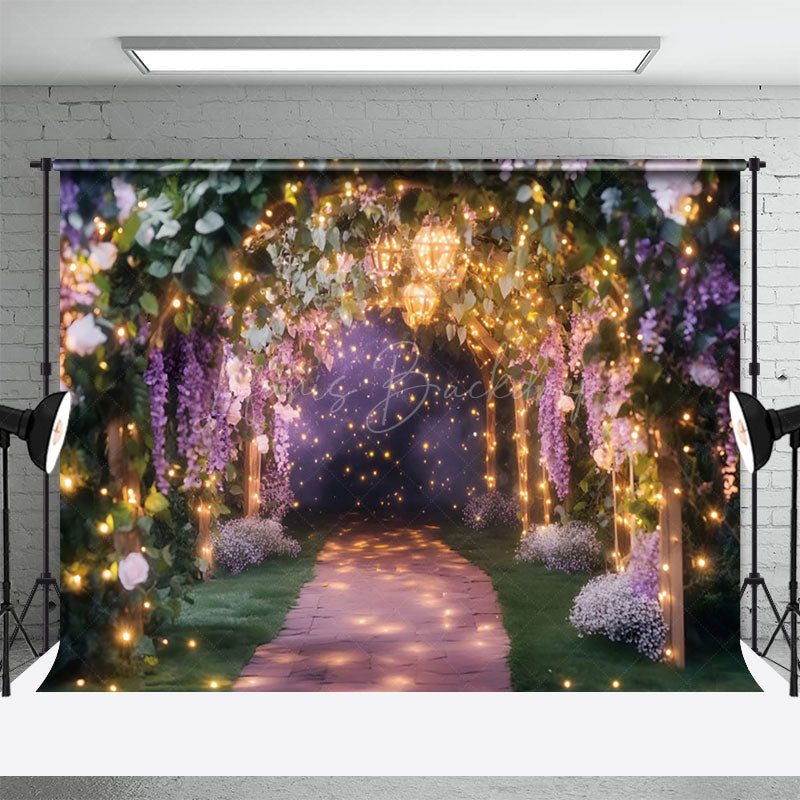 Lofaris Lavender Arch Alley Lighting Summer Night Backdrop