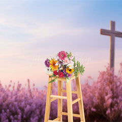 Lofaris Lavender Cross Simplicity Spring Easter Backdrop