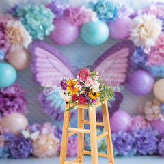 Lofaris Lavender Fancy Floral Butterfly Wedding Backdrop