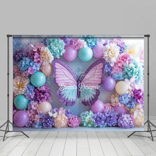 Lofaris Lavender Fancy Floral Butterfly Wedding Backdrop