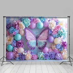 Lofaris Lavender Fancy Floral Butterfly Wedding Backdrop
