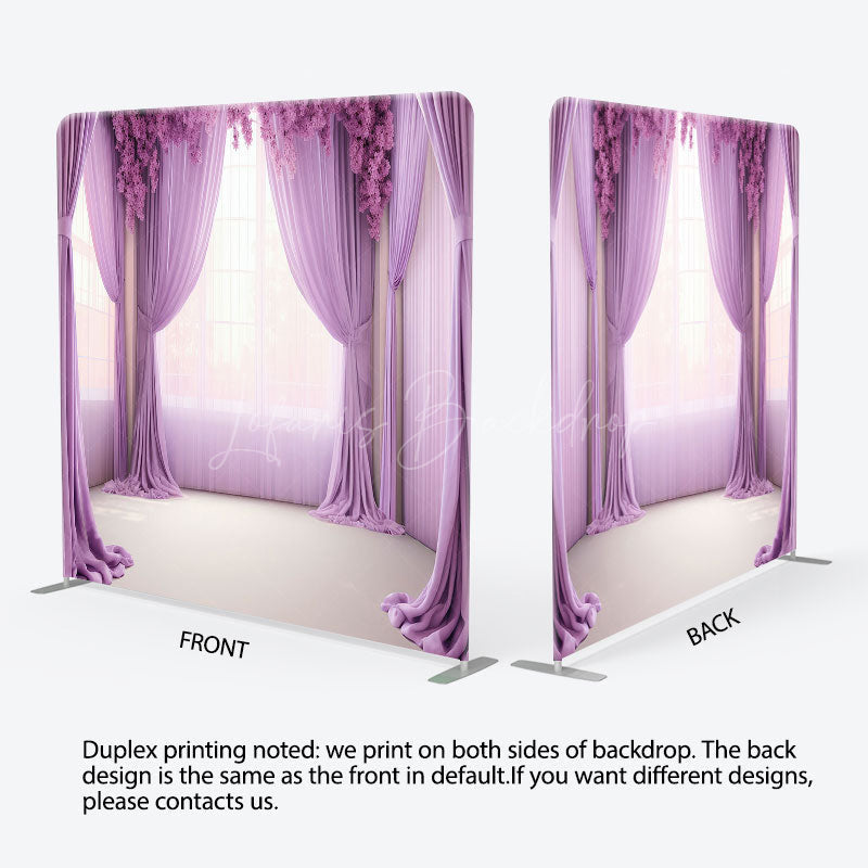 Lofaris Lavender Floral Curtains Square Tension Backdrop