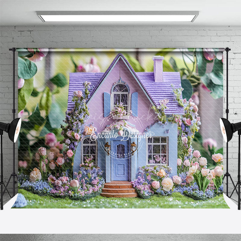 Lofaris Lavender Floral Fancy House Spring Photo Backdrop